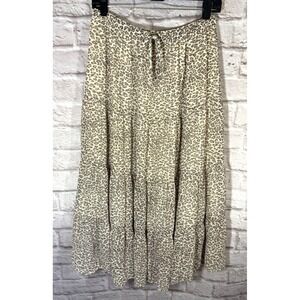 Aerie Animal Leopard Print Maxi Skirt L Chiffon Tiered Boho Peasant Festival